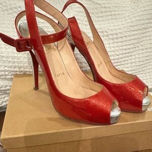 Red Peep-Toe Slingback Louboutin heels